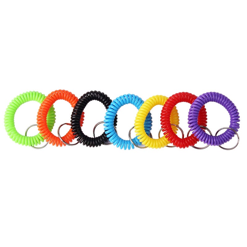 Arroyner 70Pcs Colorful Stretchy Keychain Bracelet Spiral Wristband Keychain for Outdoor, Gym - Image 3